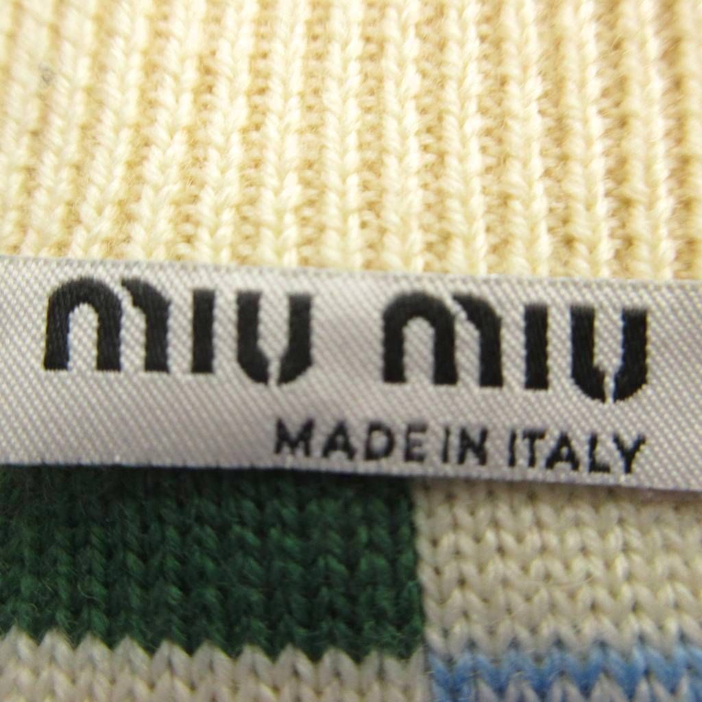 ミュウミュウ miumiu ニット スカート ミニ ウール 40 白 ホワイト