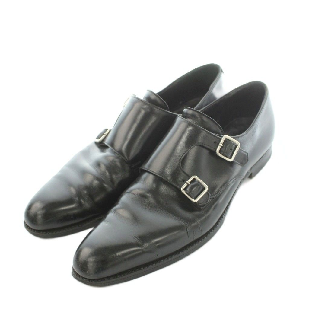 クロケット&ジョーンズ CROCKETT&JONES ダブルモンク シューズ レザー ストラップ 26.0cm 黒 ブラック /MI ■GY50