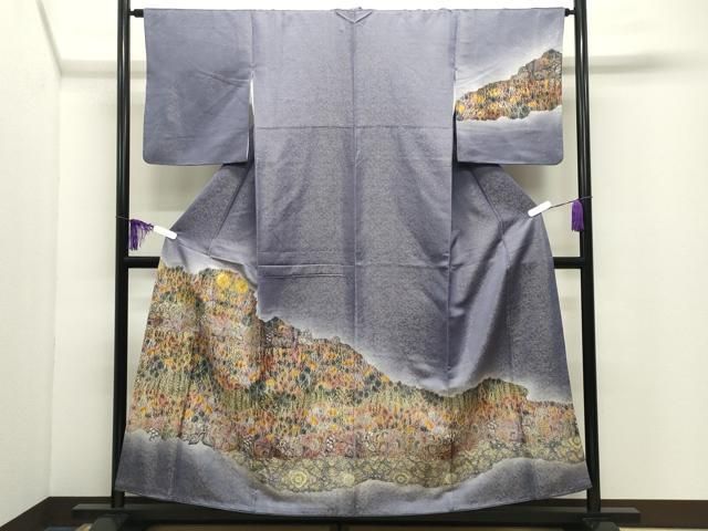 平和屋着物●訪問着　総刺繍　辻が花　暈し染め　金通し地　正絹　逸品　CABI1019gh