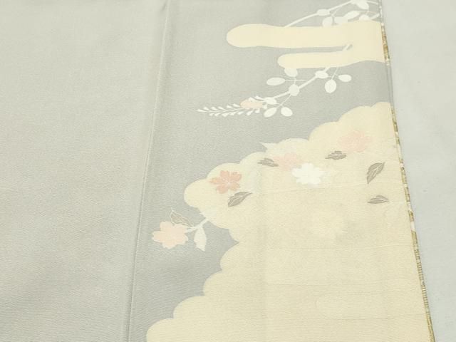 平和屋着物○訪問着 駒刺繍 扇面花文 金彩 正絹 逸品 CABI1063gh
