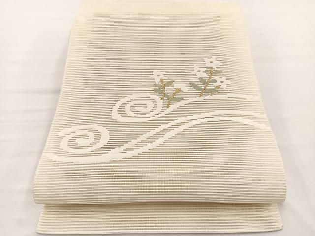 平和屋着物＊夏物　八寸名古屋帯　絽綴れ　流水桔梗文　金糸　正絹　逸品　BAAX7506hv