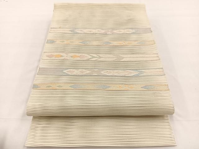 平和屋着物＊夏物　八寸名古屋帯　絽綴れ　横段文　銀糸　正絹　逸品　BAAX7644hv