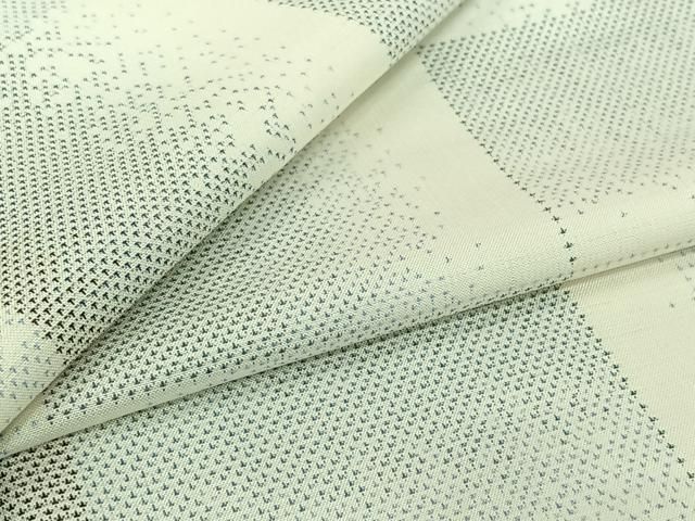 平和屋着物▽本場大島紬　白大島　単衣　9マルキ　幾何学文様　正絹　逸品　AABJ8307jh