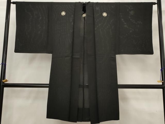 平和屋着物▽男性　黒紋付　羽織　スリーシーズン　春夏秋　塵除け　正絹　逸品　AABJ5178st