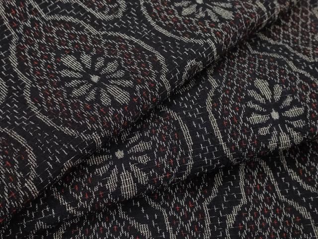 平和屋着物▽上質な紬　単衣　舞花文　正絹　逸品　AABJ5181st
