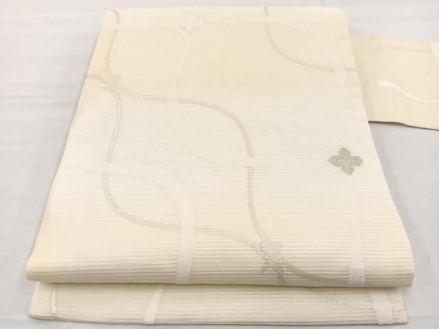 平和屋着物＊夏物　九寸名古屋帯　唐織　立涌花菱文　銀糸　正絹　逸品　BAAX7465hv