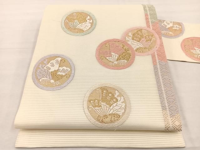 平和屋着物＊夏物　九寸名古屋帯　唐織　舞蝶丸文　金糸　正絹　逸品　BAAX7468hv 22,152円