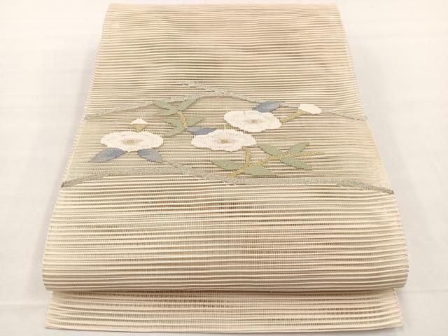 平和屋着物＊夏物　八寸名古屋帯　絽綴れ　枝花文　金銀糸　正絹　逸品　BAAX7487hv