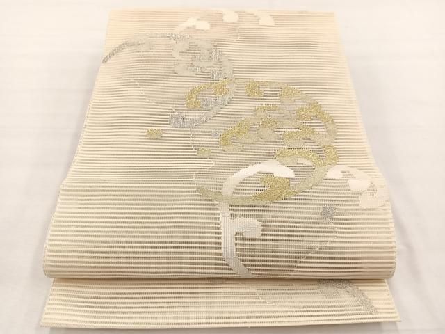 平和屋着物＊夏物　八寸名古屋帯　絽綴れ　立波文　金銀糸　正絹　逸品　BAAX7495hv