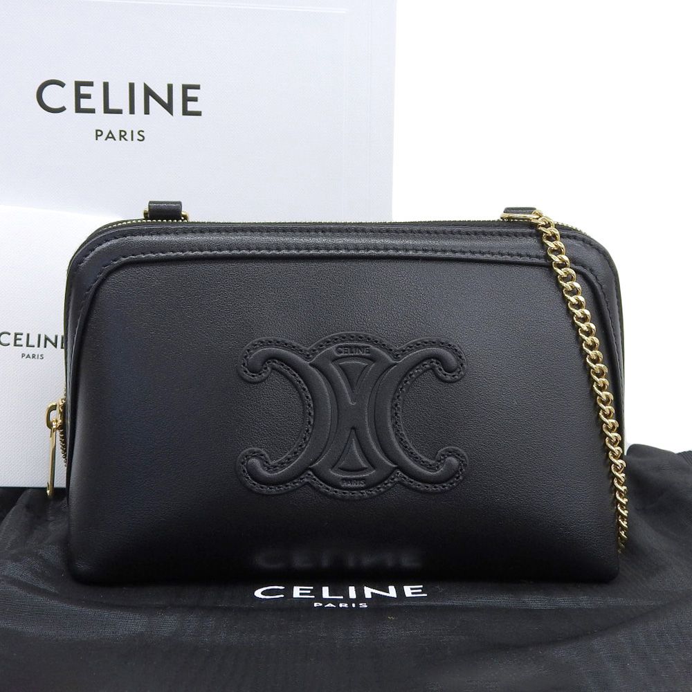 本物保証】 箱・布袋付 新品同様 セリーヌ CELINE キュイル トリオンフ