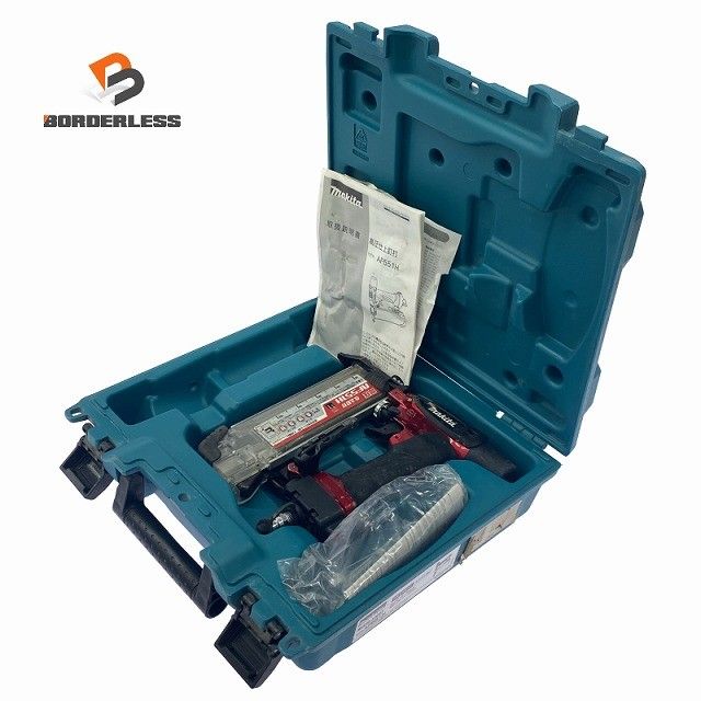 ☆中古品☆makita マキタ 55mm 高圧 仕上釘打機 AF551H 赤 ケース付 フィニッシュネイラ 仕上釘打ち機 仕上げ釘打機 エア工具131697