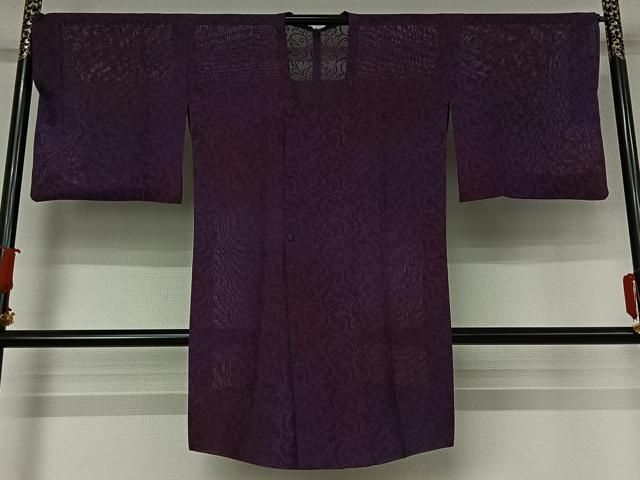 平和屋着物▽道行コート　スリーシーズン　春夏秋　塵除け　唐草文　正絹　逸品　AABJ8289jh
