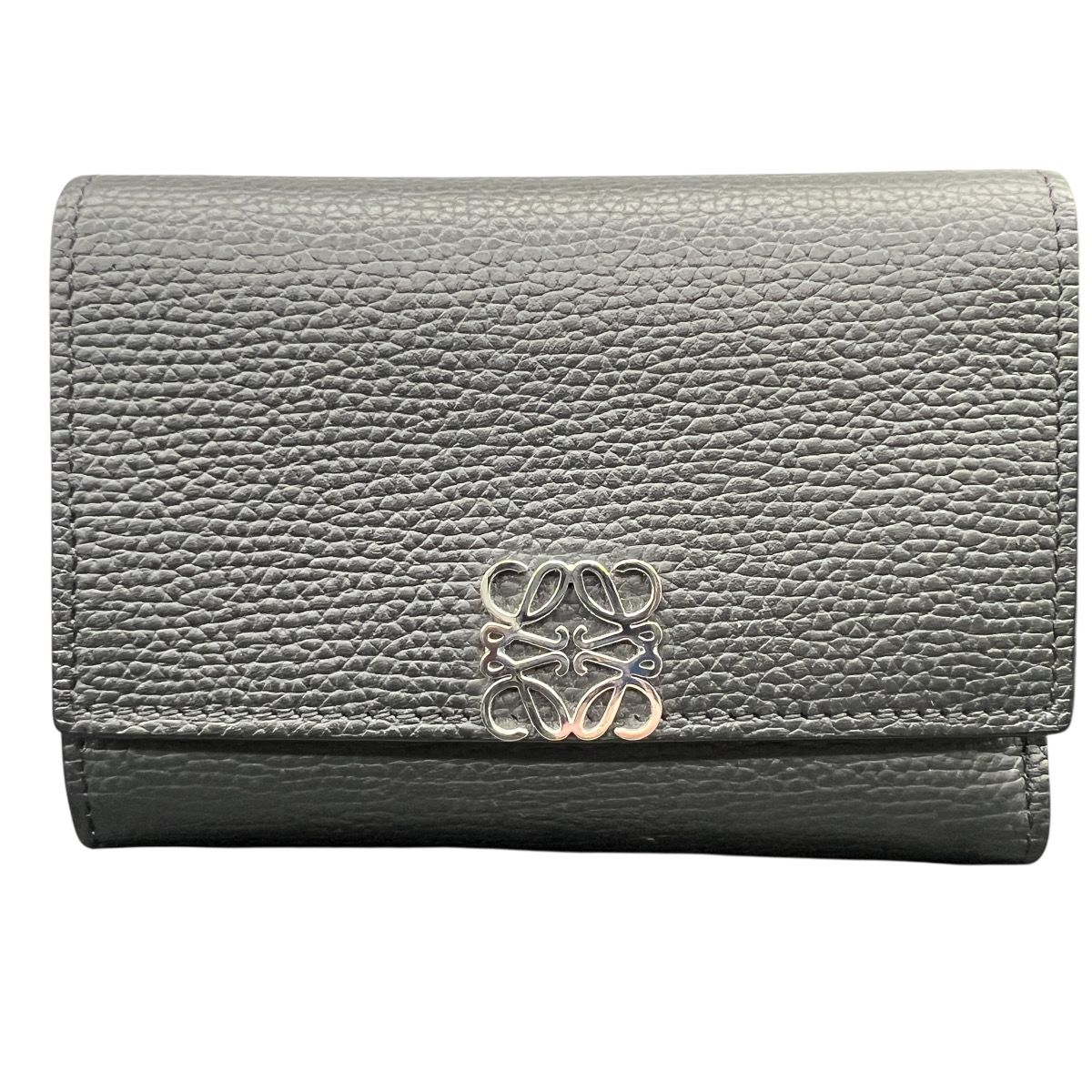 LOEWE 極美品 ロエベ ANAGRAM VERTICAL SMALL アナグラム バーティカル スモールウォレット 三つ折り財布 C821S33X07 レザー ブラック コンパクトウォレット ミニ財布 Aランク 中古 鑑定済 ロエベ財布 43,680円