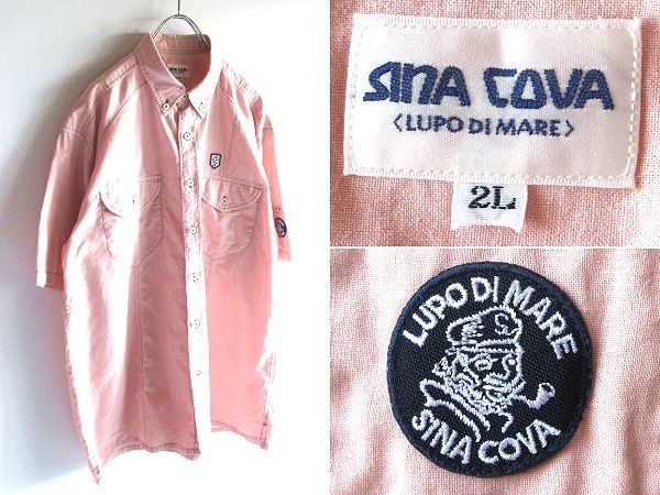 SINA COVA シナコバ 半袖 船長ロゴワッペン コットンリネン BDシャツ