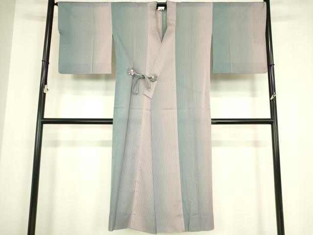 平和屋着物▽道中着　スリーシーズン　春夏秋　塵除け　縞　ロング丈　正絹　逸品　DABG0722az