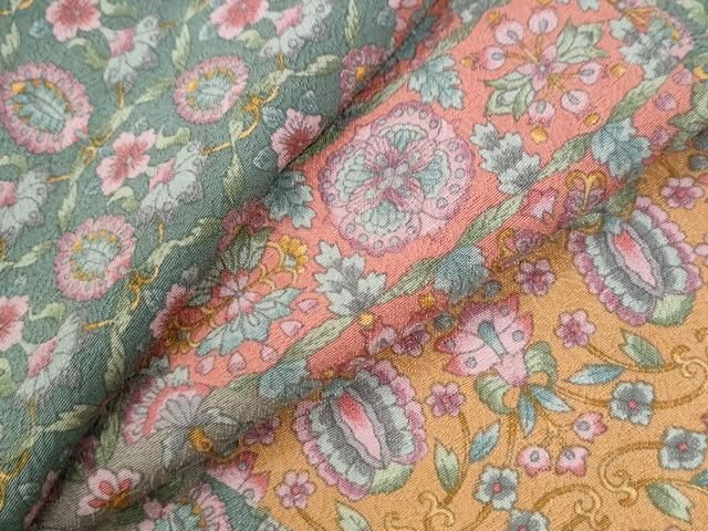平和屋着物●上質な小紋　切嵌更紗花唐草文　正絹　逸品　CABI2066yc 18,460円