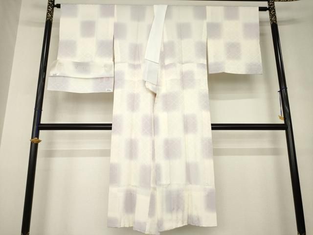 平和屋着物●花織　長襦袢　無双仕立て　伊と幸　市松文　暈し染め　反端付き　正絹　逸品　AABJ6748ck