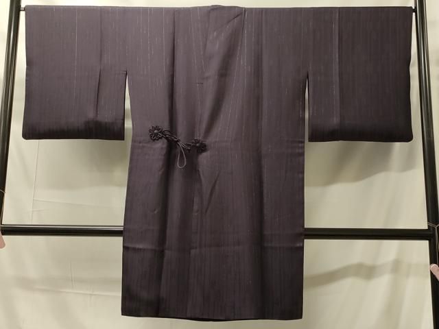平和屋着物＃道中着　リバーシブル　間道　黒地　金糸　ロング丈　正絹　逸品　CABH7003in