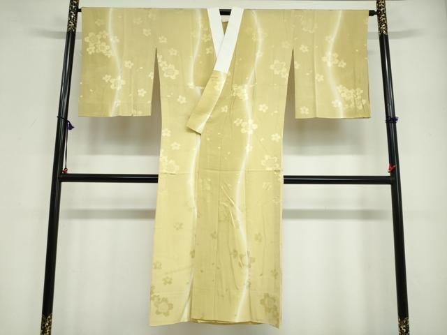 振袖 地紋 金彩 グリーン 正絹 長襦袢つき 平和屋着物○振袖用長襦袢 無双仕立て 半衿刺繍 花籠地紋 暈し染め