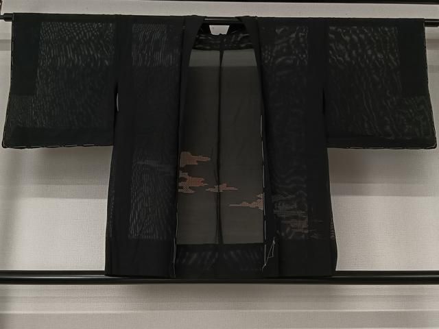 平和屋着物▽羽織　スリーシーズン　春夏秋　塵除け　霞文　黒地　正絹　逸品　AABJ6097jh 12,506円