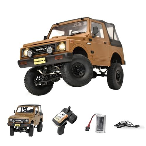 【新品】スズキ ジムニー(JA11C)ソフトトップ 幌車 1/10 アウトドア ラジコン 4WD 四輪駆動 RCカー ロッククローリング クローラー 技適マーク付き バッテリー付き (ブラウン) 11ff2817