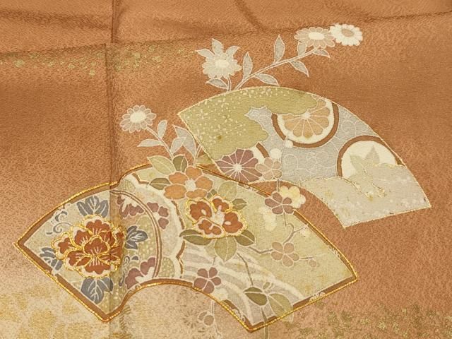 平和屋着物□訪問着 駒刺繍 地紙花文 暈し染め 金彩 正絹 逸品