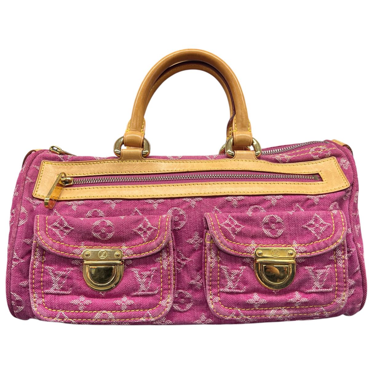 LOUIS VUITTON 希少 美品 ルイヴィトン ネオスピーディ モノグラムデニム ハンドバッグ ミニボストン M95214 デニム レザー SP0086 ピンク ベージュ Y2K ヴィンテージ LV ヴィトン ABランク 中古 鑑定済