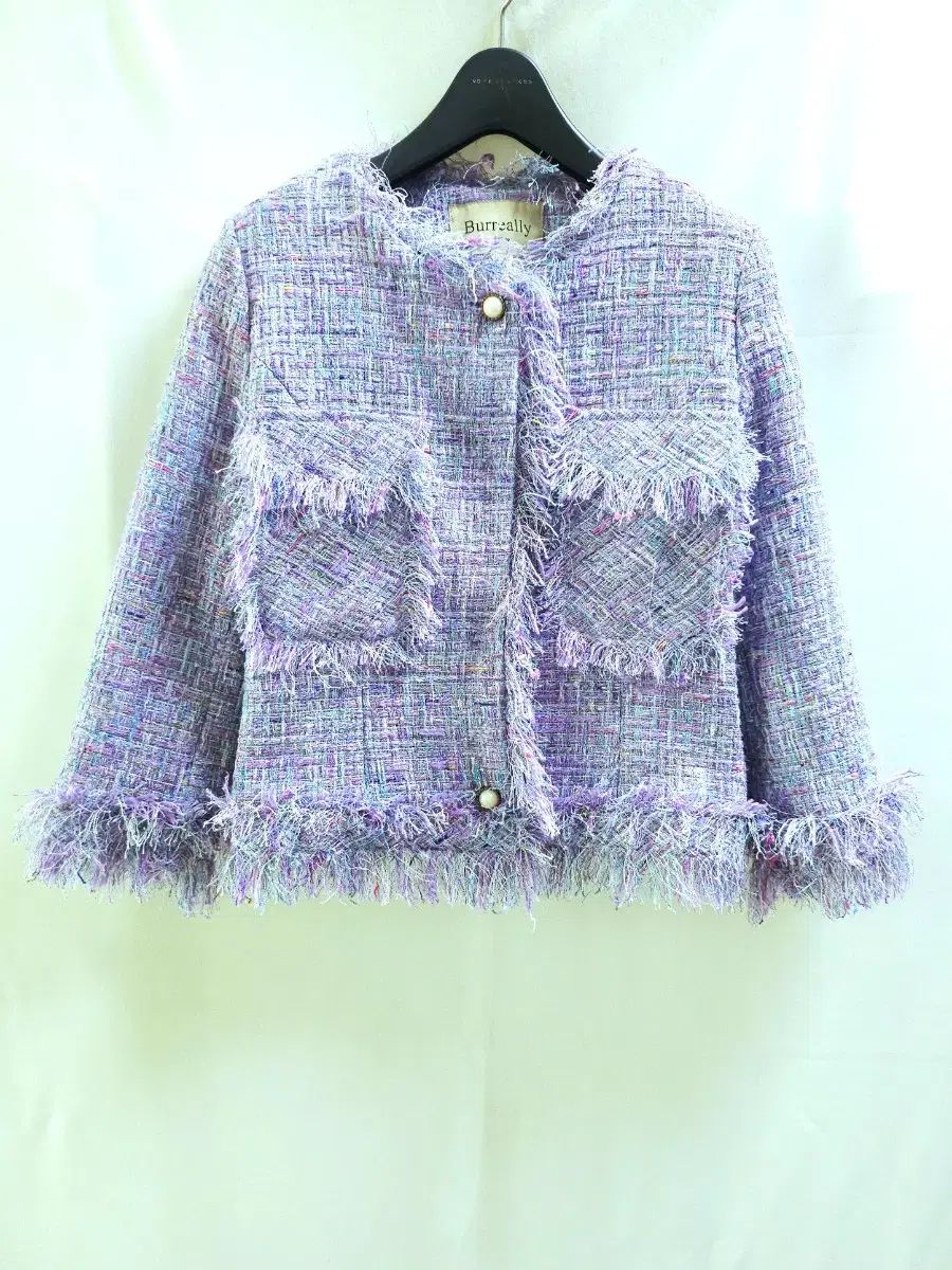 Burreally かわいいライトパープル 7分 パールツイード ジャケット 新品