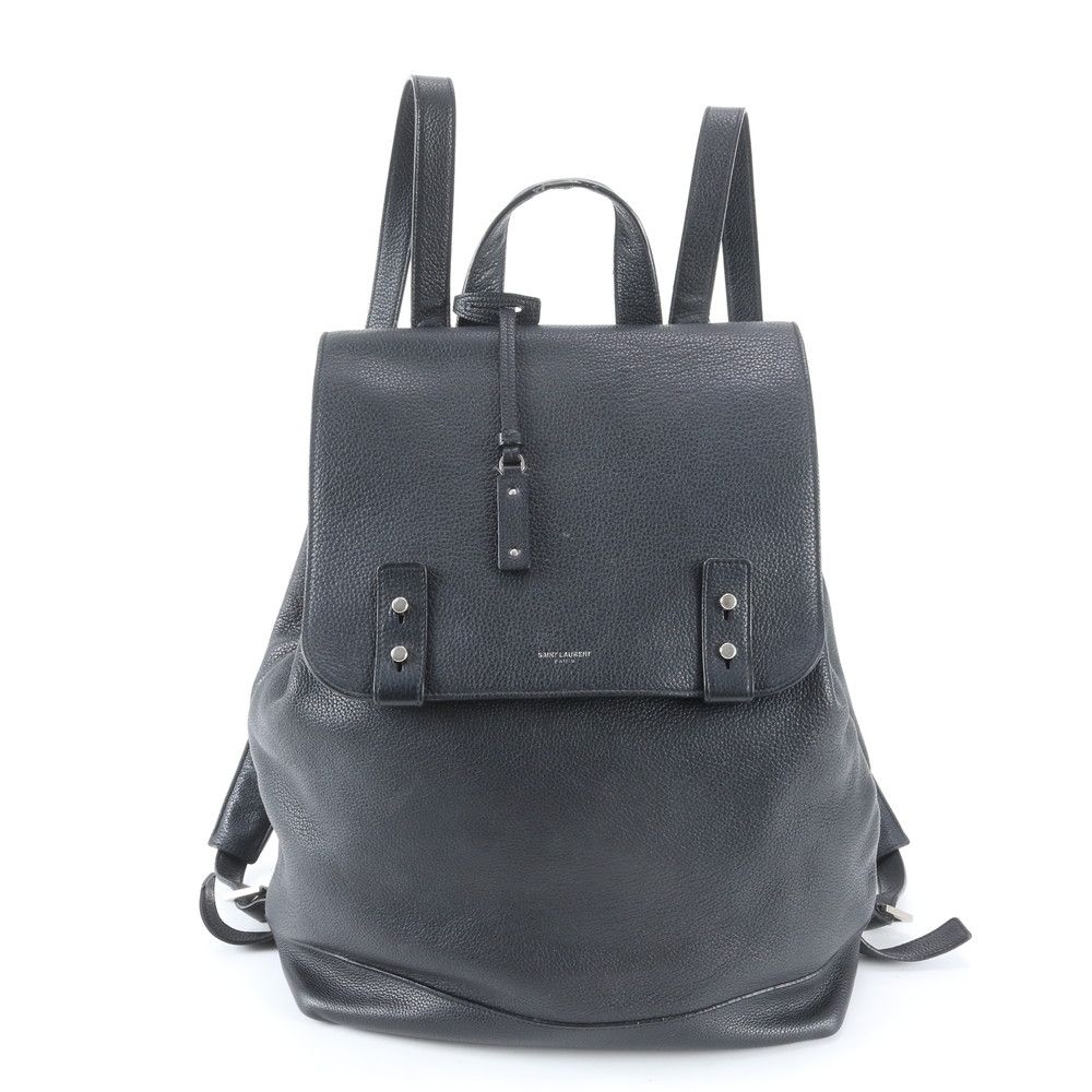 美品 サンローラン パリ サック ド ジュール レザー リュックサック バックパック バッグ ブラック 黒 A4 レディース RWM EE25-9【中古】