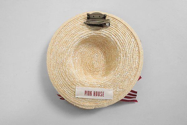 PinkHouse☆さくらんぼコサージュ付き麦わら帽子☆新品 美品* PINK HOUSE ◇ さくらんぼモチーフ♪ 麦わら帽子 コサージュ
