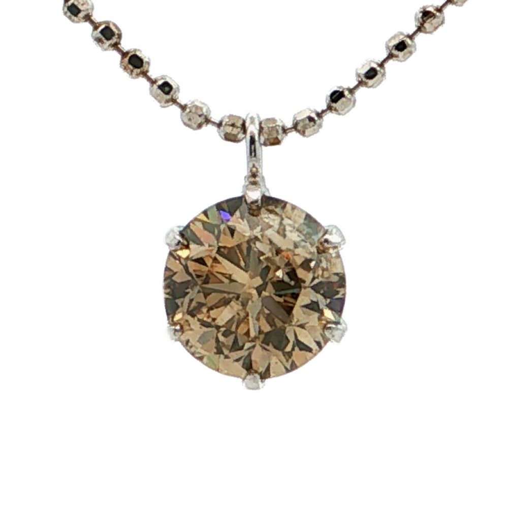 1.00ct イエローダイヤモンドネックレス ペンダント Sv925-2.2g プラチナ シルバー【♀】【A】【レディース】★■619905【中古】