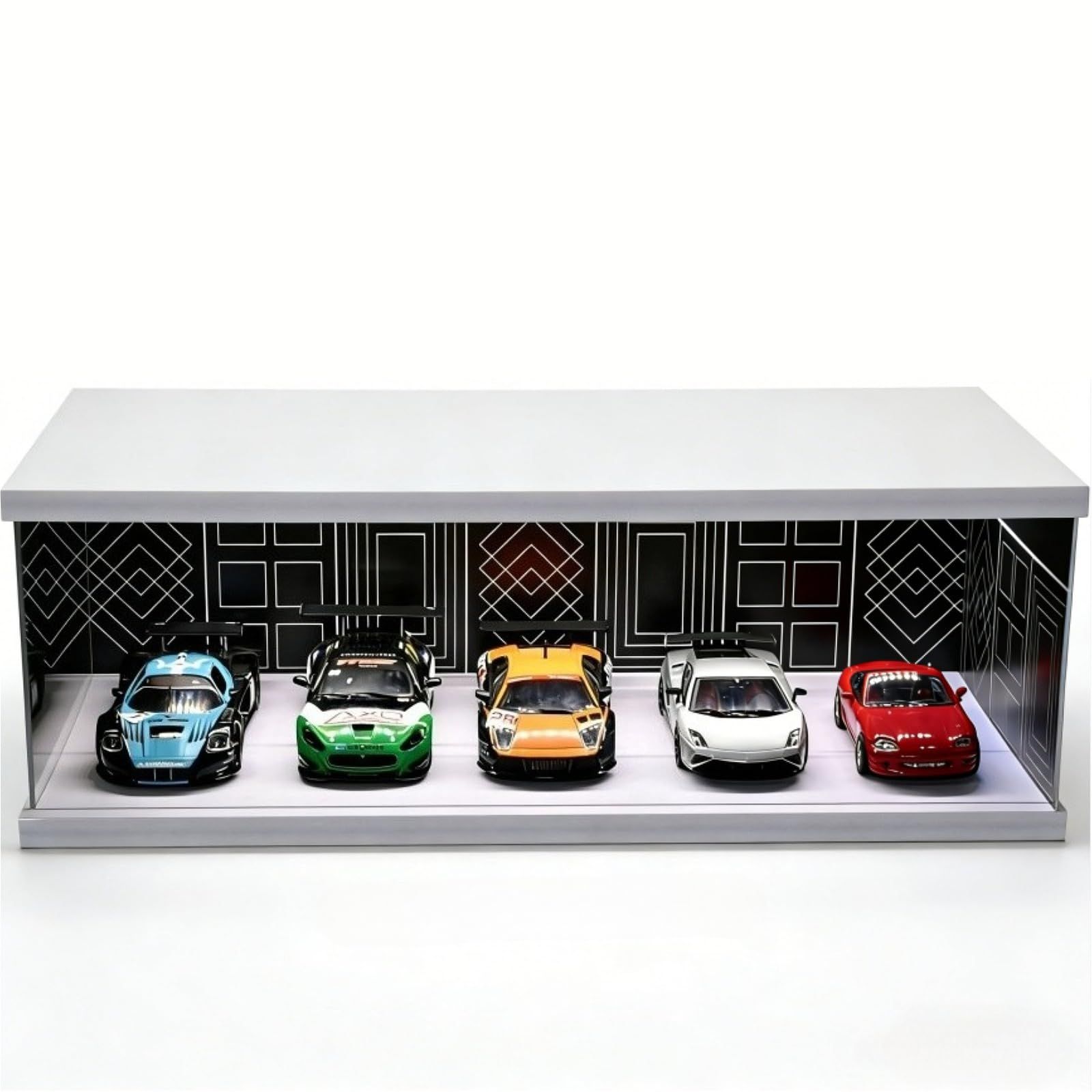 1/64 1/43 1/18 ジオラマ ガレージ 3色調光LED照明付きミニカー展示ケース 適用トミカ・ホットウィールズ 駐車場 トミカ ディスプレイ用 ガレージ (B, 1:43)AR 3756d72e
