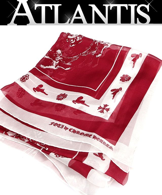 CHROME HEARTS 新宿店 クロムハーツ 美品 フォティ シルク スカーフ 赤
