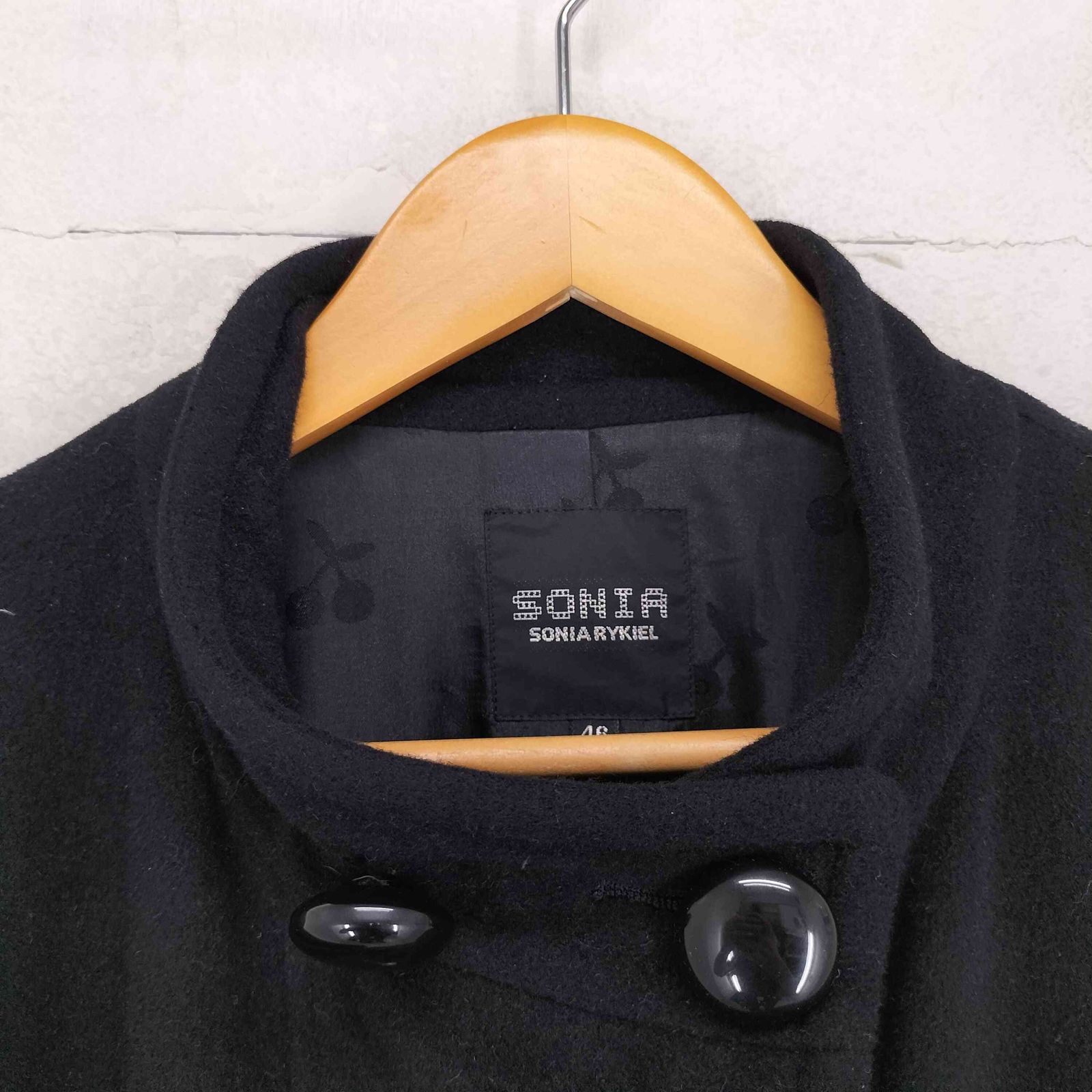 【SONIA RYKIEL】 ソニアリキエル スタンドカラー コート X1902 ソニアリキエル SONIA RYKIEL ダブル アンゴラ混スタンドカラーコート