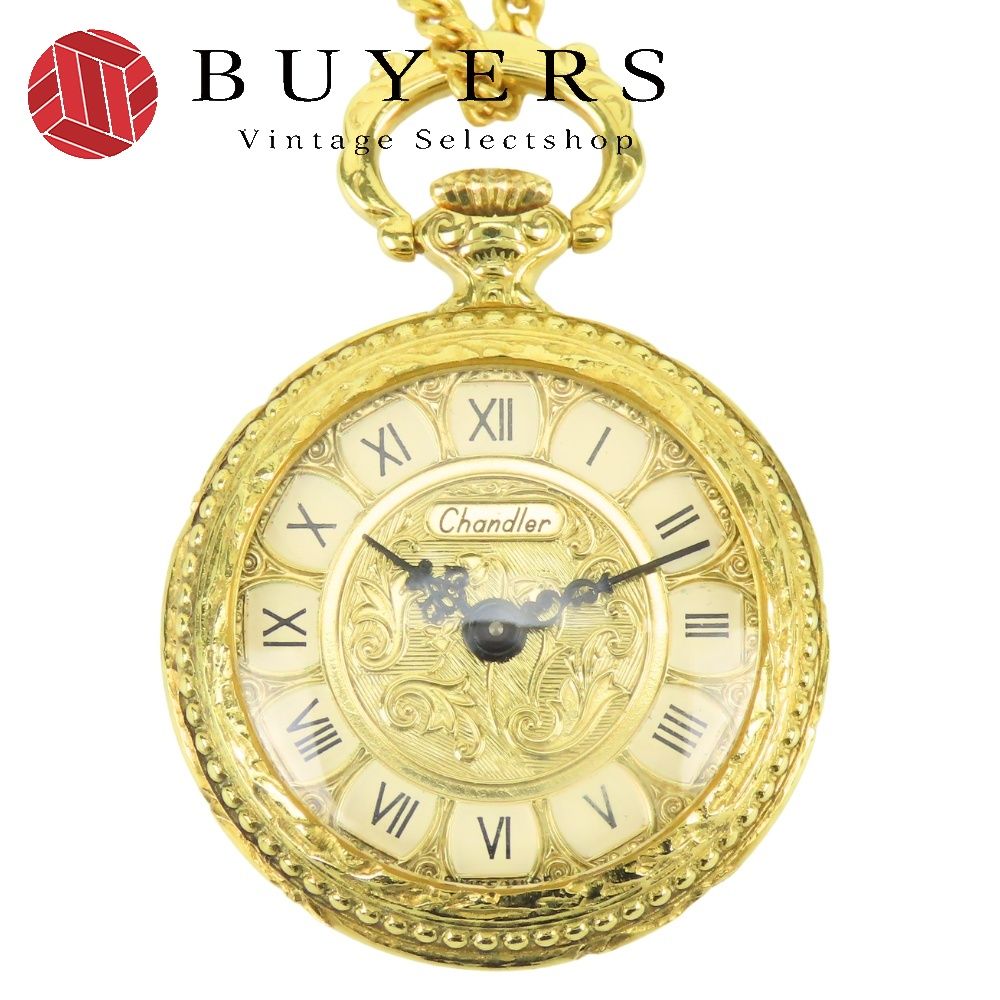 【中古】 懐中時計 ペンダントウォッチ メタル ゴールド chandler チャンドラー レディース 女性