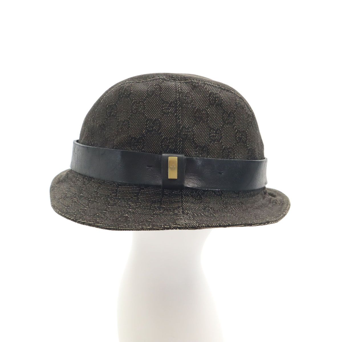 GUCCI イタリア製　ウールハット　sz L 年代物　オールドグッチ GUCCI グッチ イタリア製 GGロゴ ハット XL チャコールグレー 帽子