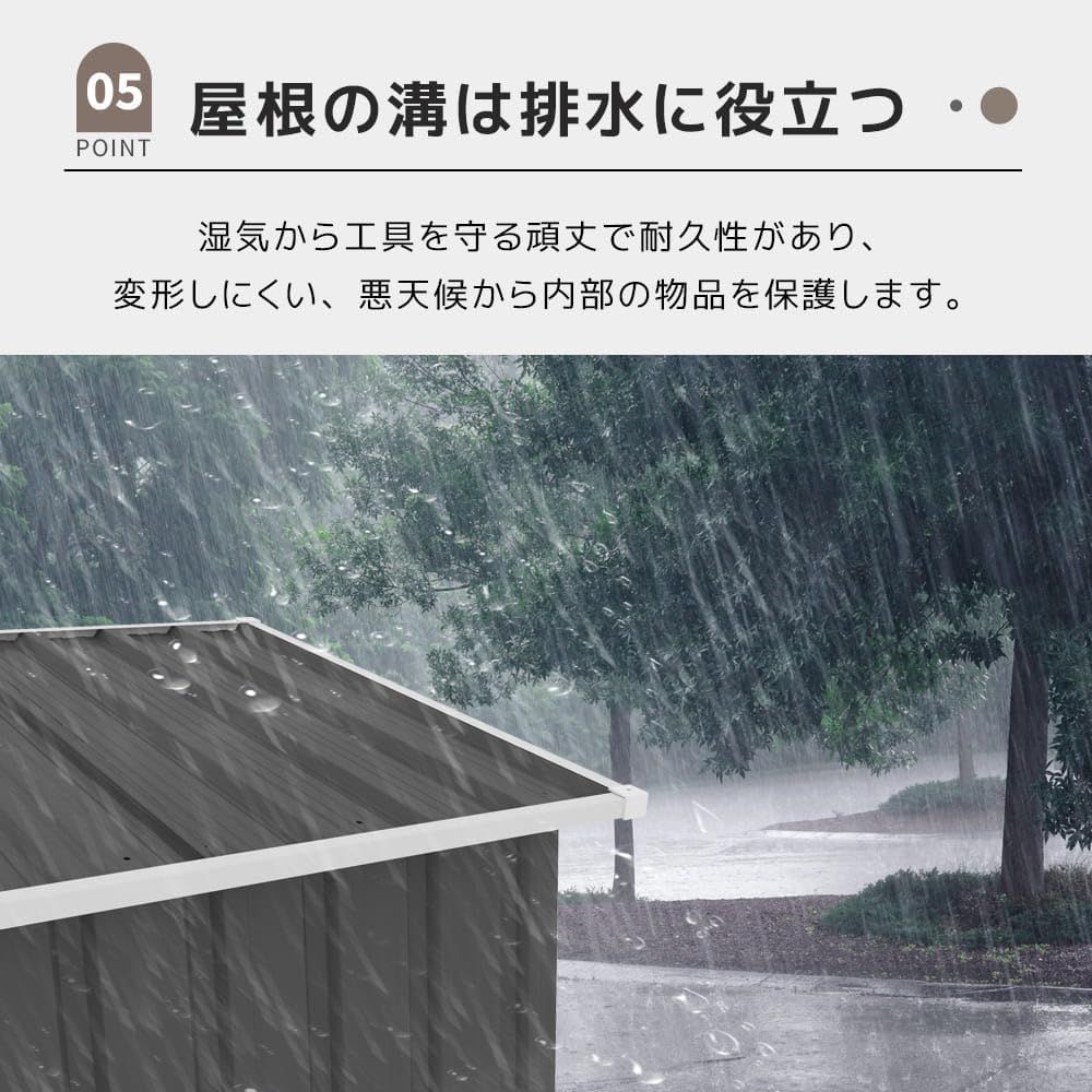 OSJ物置屋外大型倉庫頑丈大容量スチール可動棚付きガーデニング道具収納戸外収納庫1897L