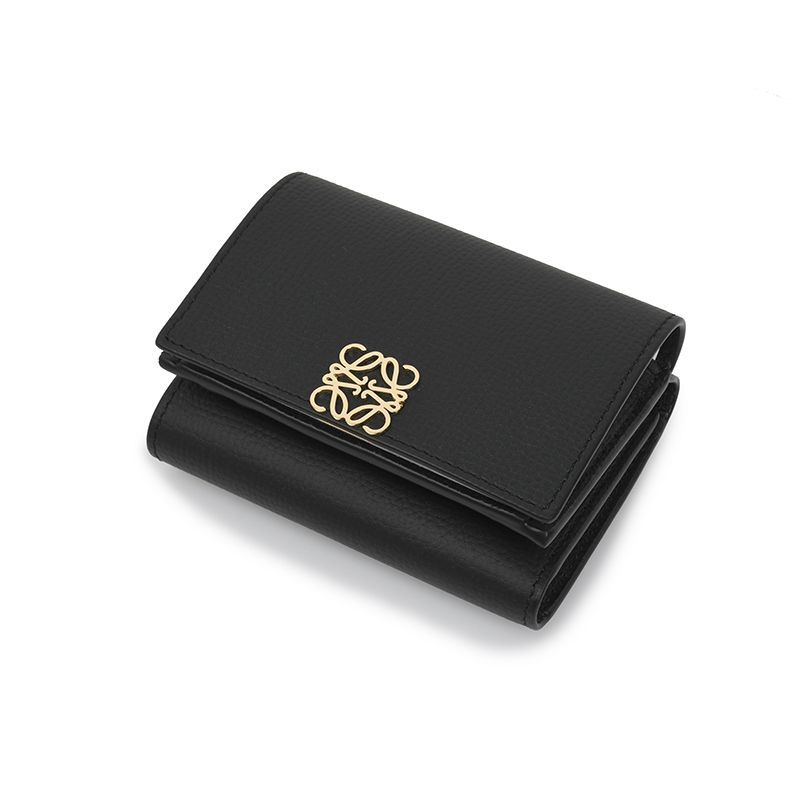 LOEWE ロエベ アナグラム ブラック トライフォールド ウォレット 三つ折り財布 イタリア正規品 C821TR2X16 1206 新品 2026AW ゴールド金具