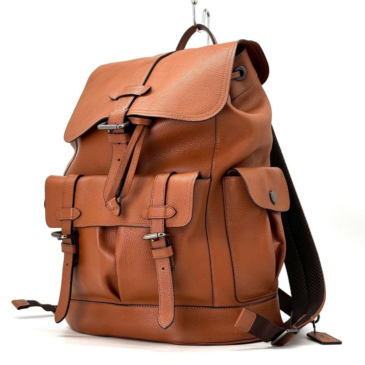 【背中で余裕を語る】　COACH　ハドソン リュック 巾着 ダブルポケット レザー バックパック　キャメルブラウン