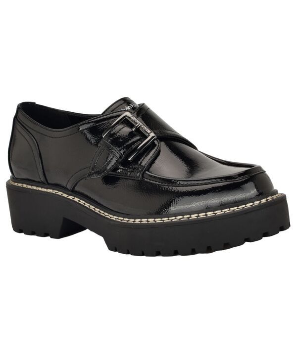 カルバンクライン レディース シューズ パンプス ローファー Calvin Klein Womensaundee Buckle Lug Sole Loafers Black Patent ブラック