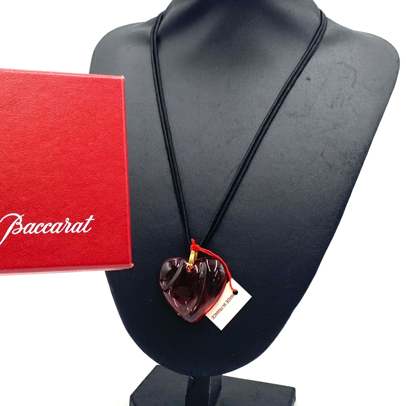 Baccarat バカラ クリスタル ハート ネックレス ひも レッド - メルカリ