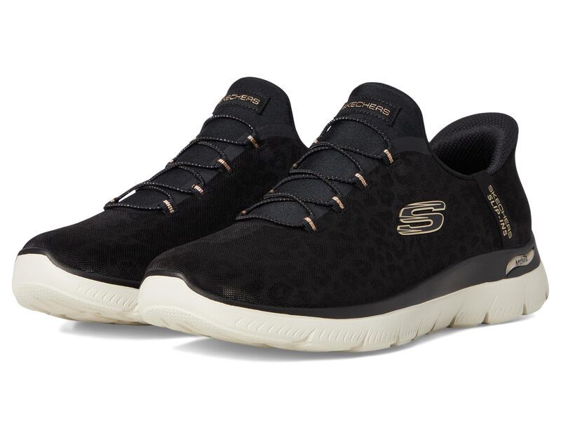 スケッチャーズ レディース シューズ スニーカー SKECHERS Arch Fit Summits Hands Free SlipIns Black Gold ブラック