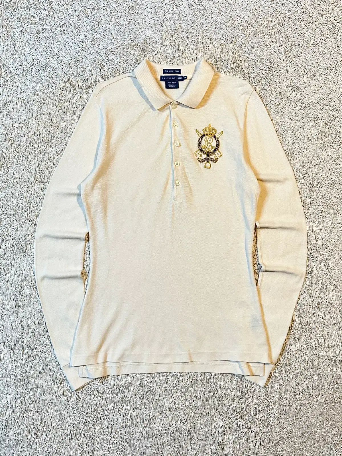 レディース M レア) ポロラルフローレン クレスト ロゴ PK 長袖 カラーTシャツ