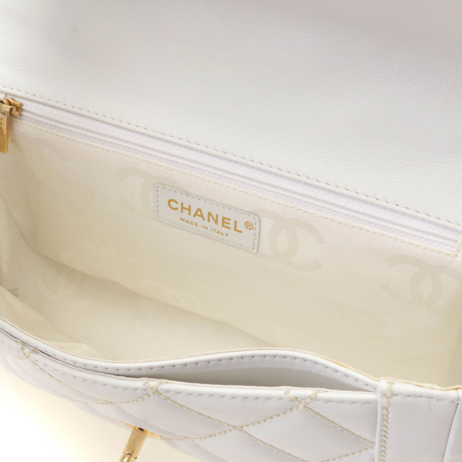 CHANEL シャネル ワイルドステッチハンドバッグ ホワイト/GP
