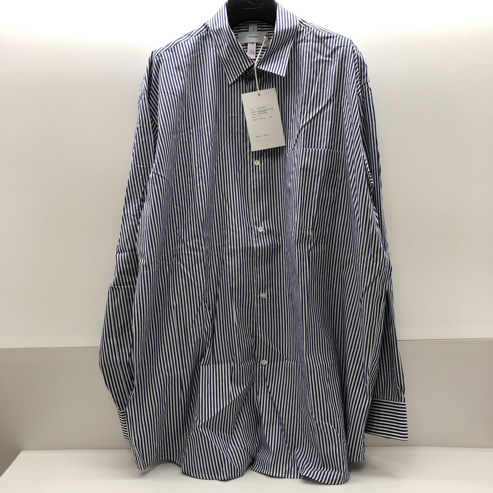 【タグ付き/未使用】Graphpaper THE CO-OP メンズ 長袖シャツ 2サイズ ブルー×ホワイト ストライプ IAC グラフペーパー ザコープ SGSF26-1921