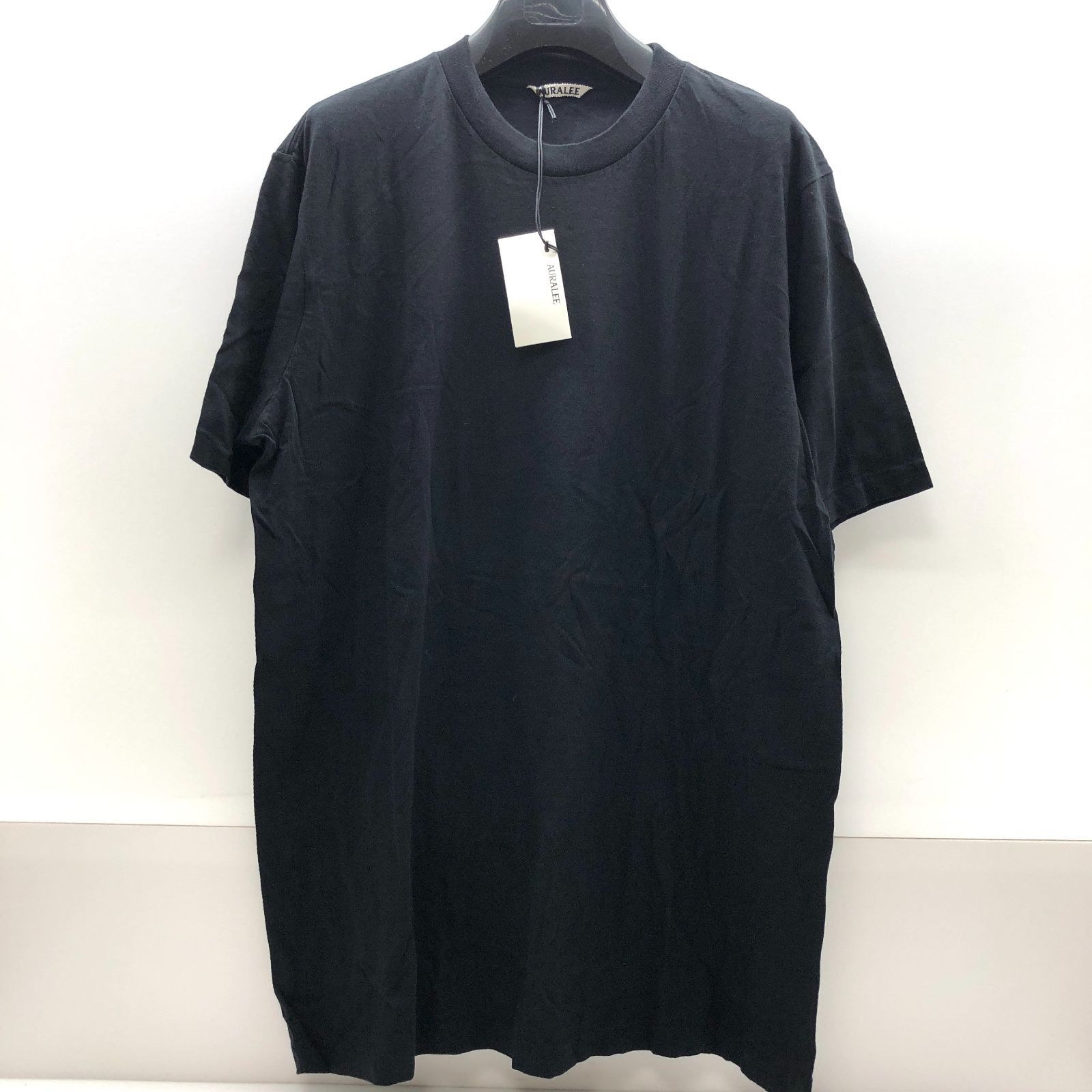 タグ付き】AURALEE メンズ 半袖 Tシャツ 5サイズ ブラック 黒 無地