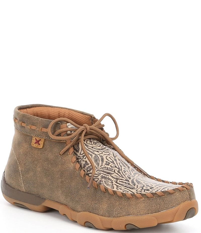 ツイステッドエックス レディース シューズ オックスフォード Twisted X Womens Tooled Chukka Driving Mocs Bomber BrownTooled ブラウン