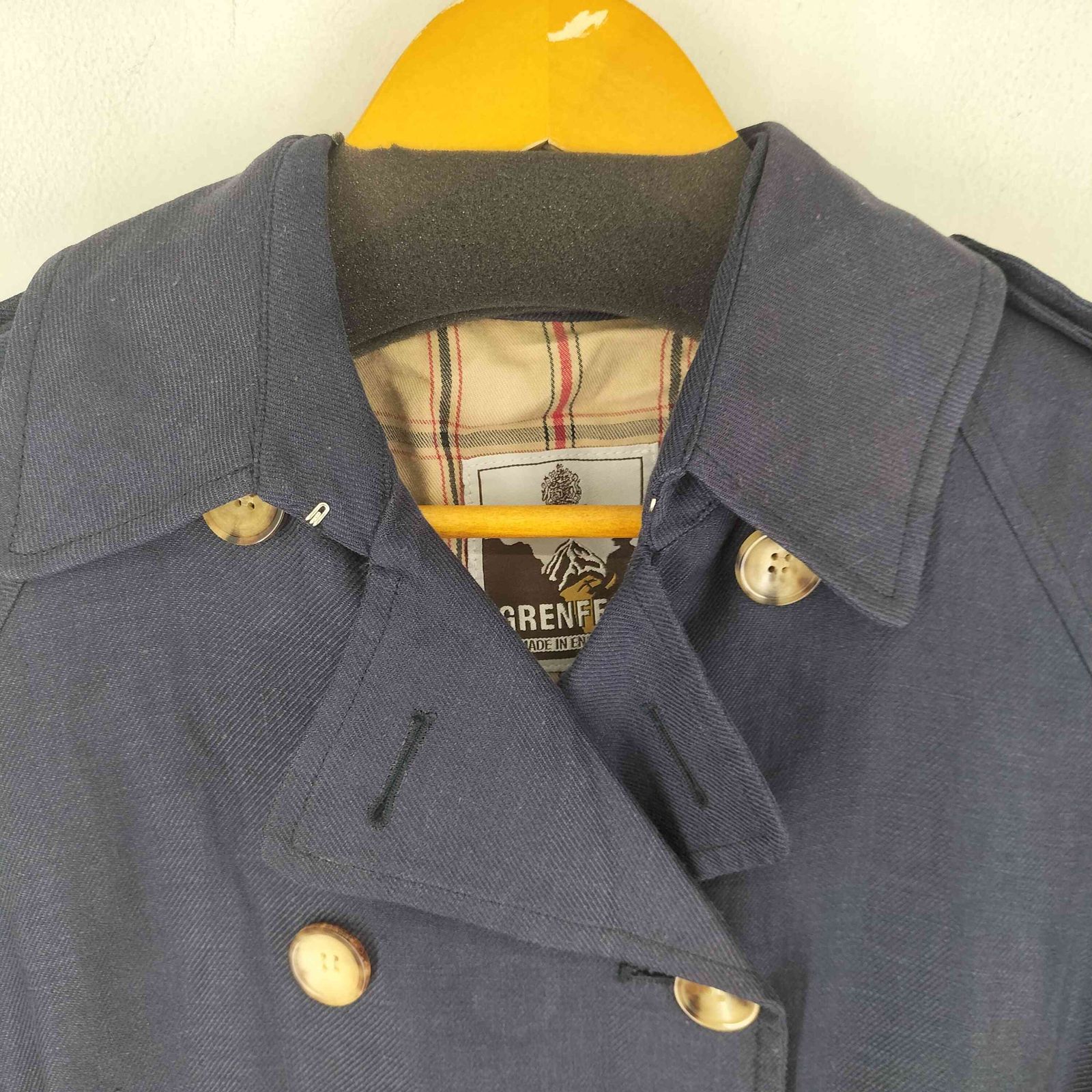 グレンフェル GRENFELL MADE IN ENGLAND 山タグ リネン トレンチコート
