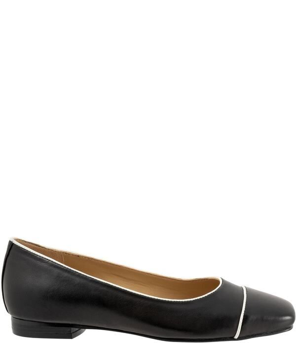 トロッターズ レディース シューズ パンプス レザー Trotters Harbor Leather Square Toe Flats BlackWhite ホワイト