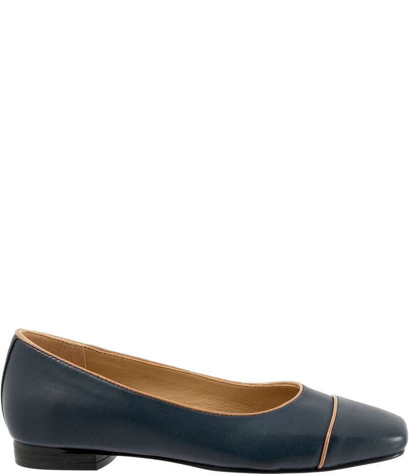 トロッターズ レディース シューズ パンプス レザー Trotters Harbor Leather Square Toe Flats NavyTan ネイビー